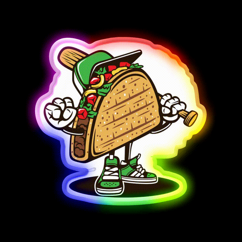 Baseball And Taco Led Neon Sign Mexican Food Sign Rgb Color - LED neon sign close-up detail
