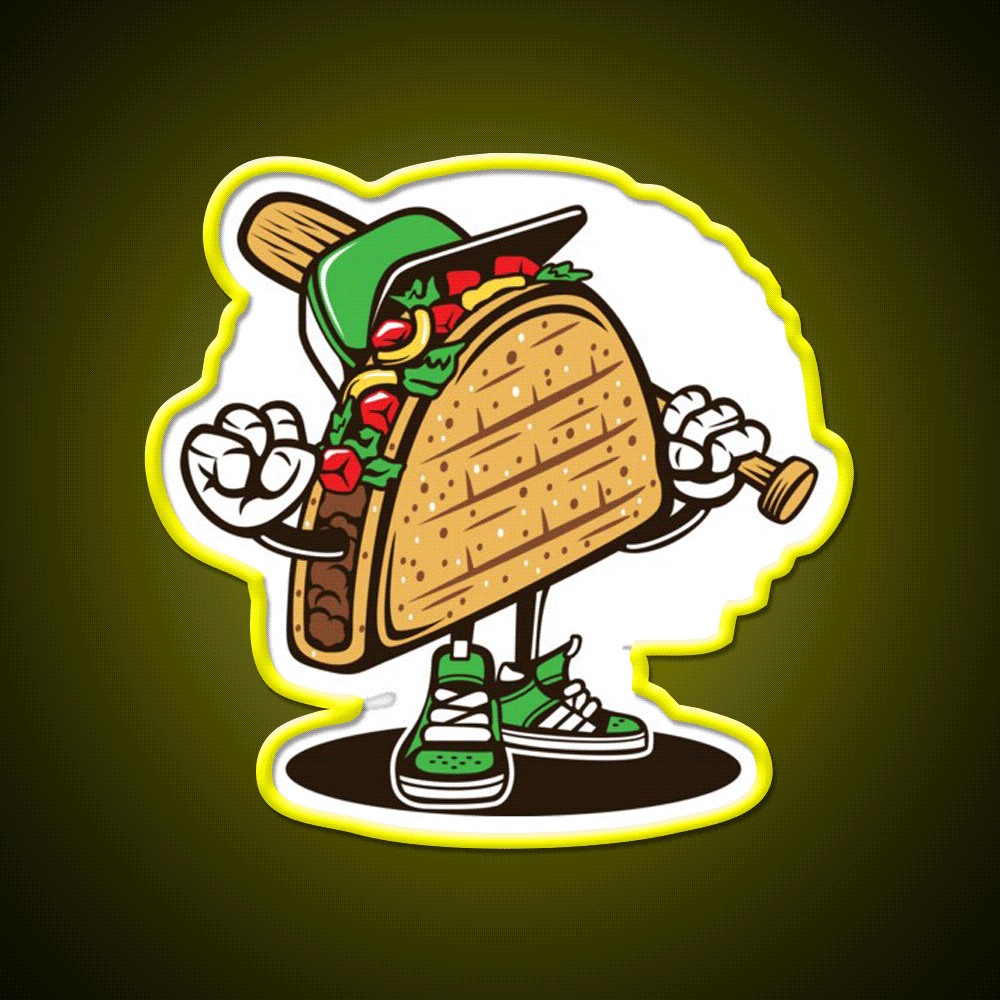 Baseball And Taco Led Neon Sign Mexican Food Sign Rgb Color - Custom LED neon sign front view