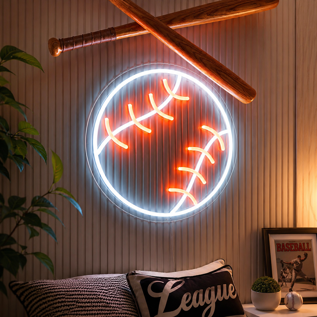 Baseball Game Room LED Neon Sign main product image