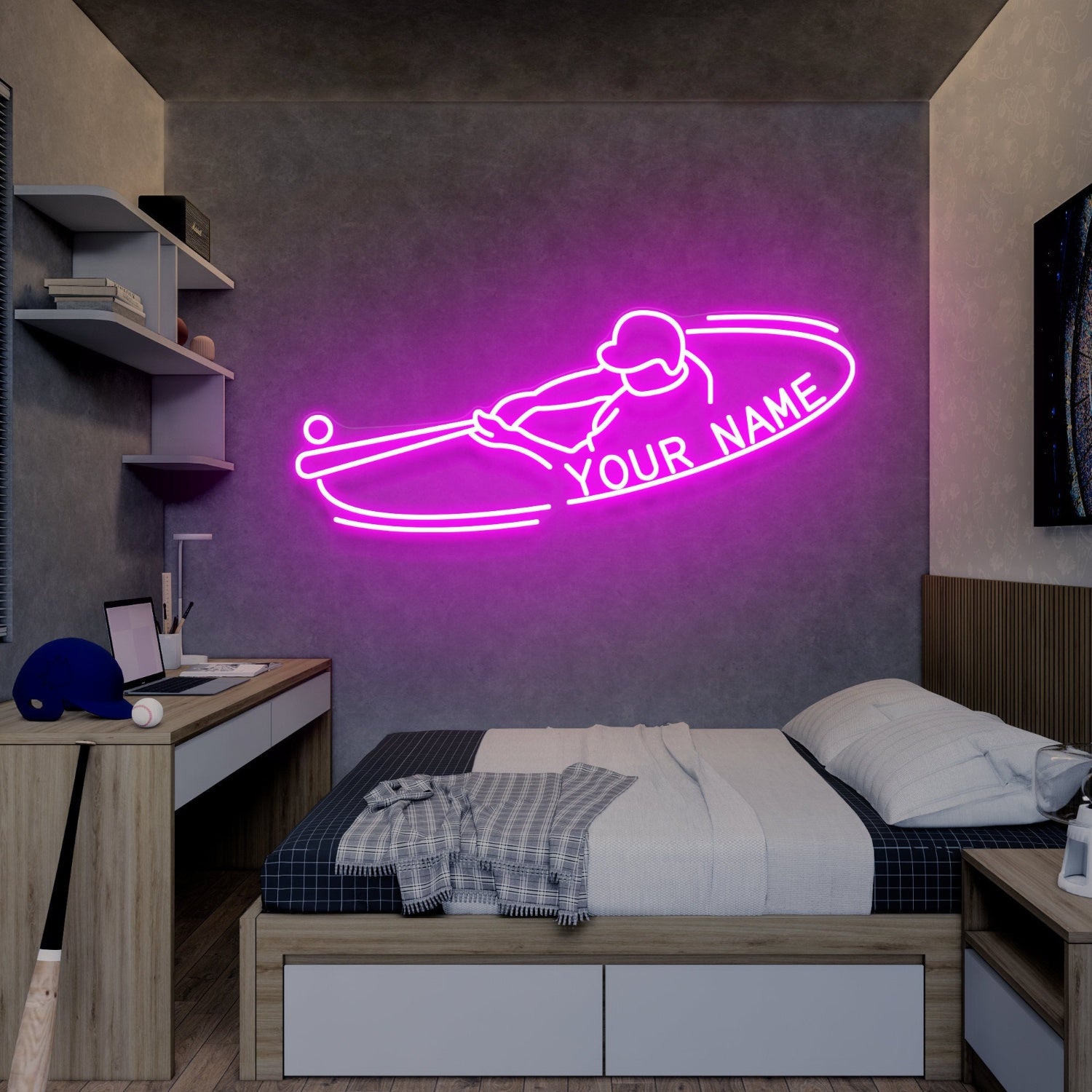 Baseball Player Led Neon Sign With Your Lovely Kids Name | Shineneon