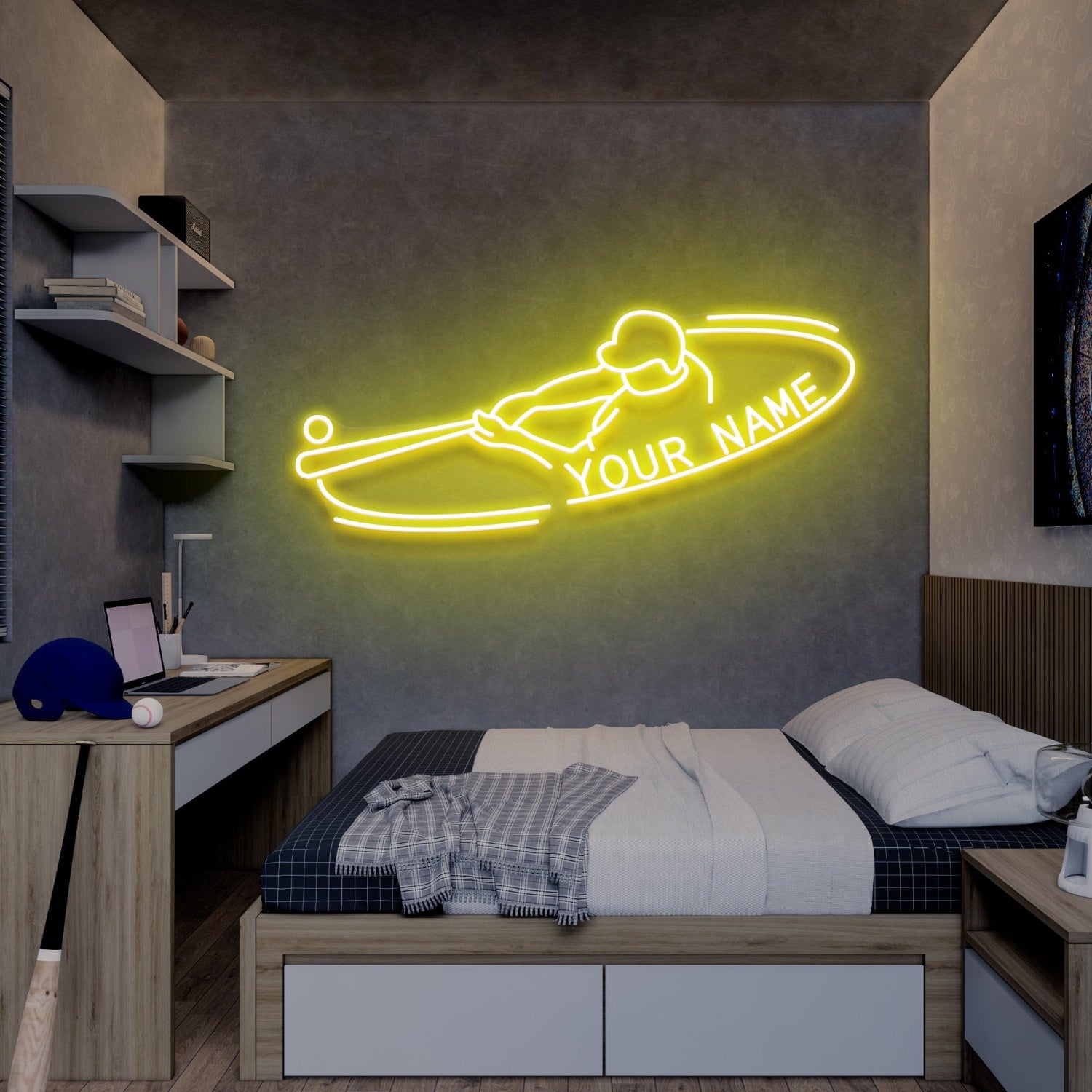 Baseball Player Led Neon Sign With Your Lovely Kids Name | Shineneon