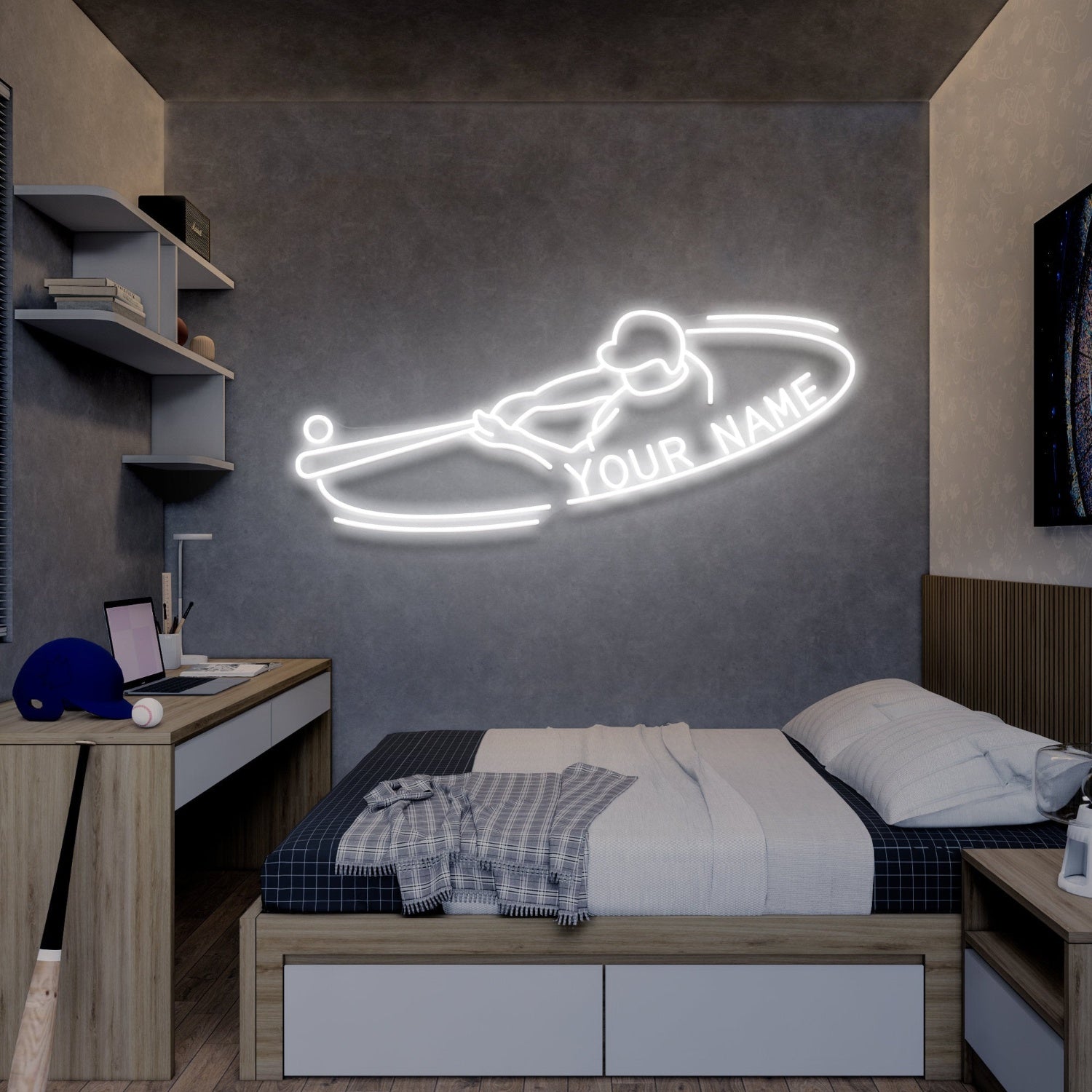 Baseball Player Led Neon Sign With Your Lovely Kids Name | Shineneon