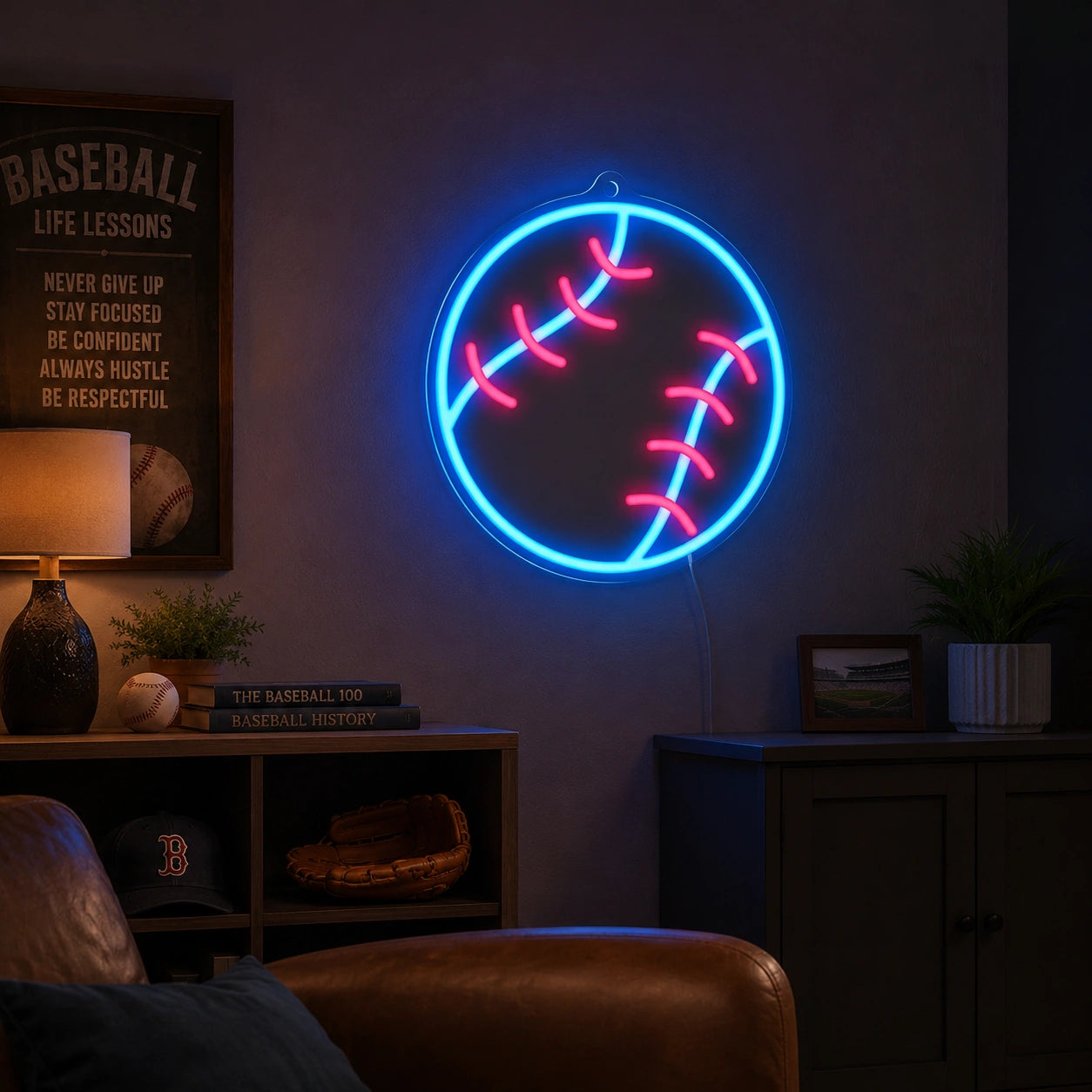 Baseball Wall Neon Sign LED Neon Sign real lifestyle scene