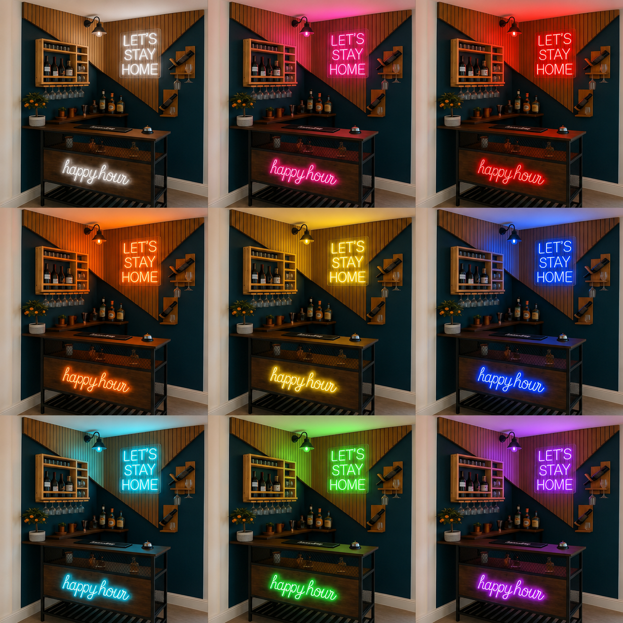 Basement Lounge Wall Decor LED Neon Sign Wall Art color grid
