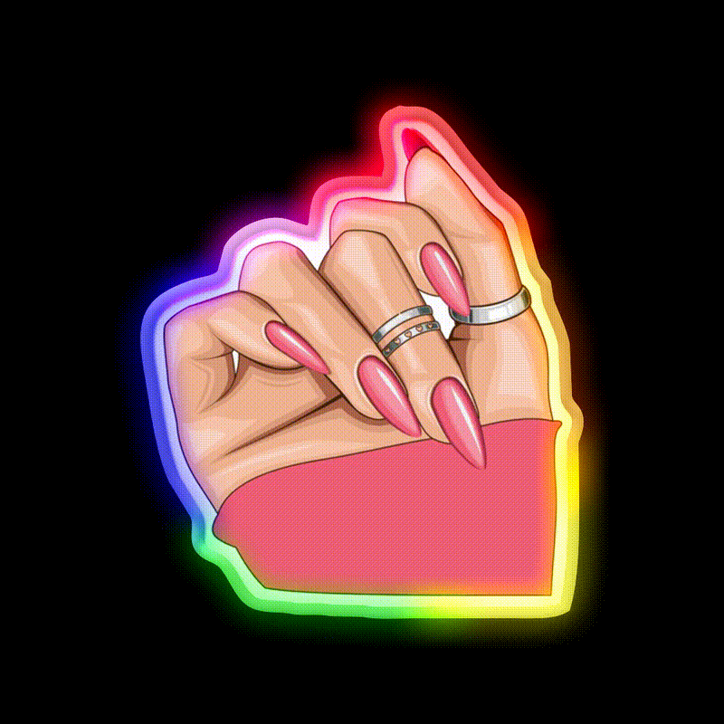 Basic Baddie Nail Salon Led Neon Sign Rgb Color - LED neon sign close-up detail