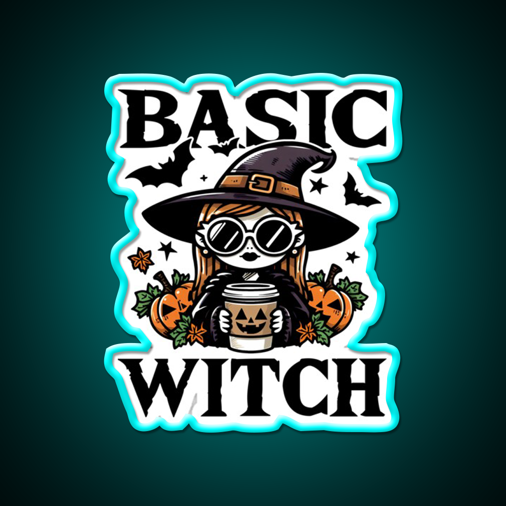 Basic Witch Halloween Gift Cafe Led Neon Sign Espresso Bar Art Rgb Color