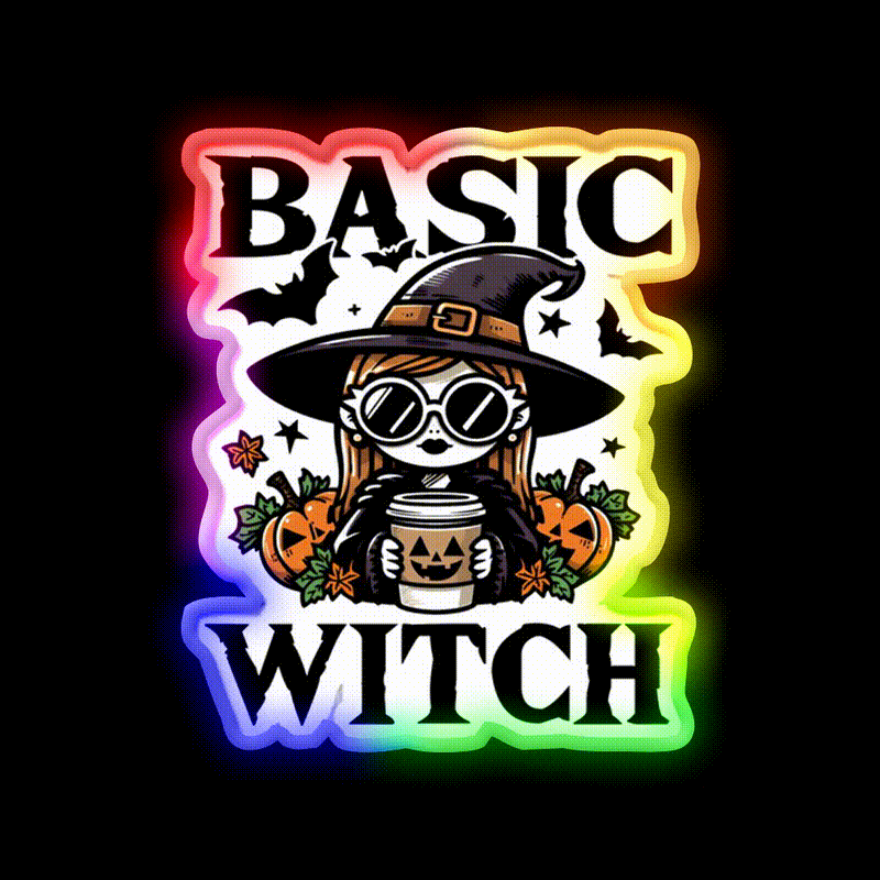 Basic Witch Halloween Gift Cafe Led Neon Sign Espresso Bar Art Rgb Color
