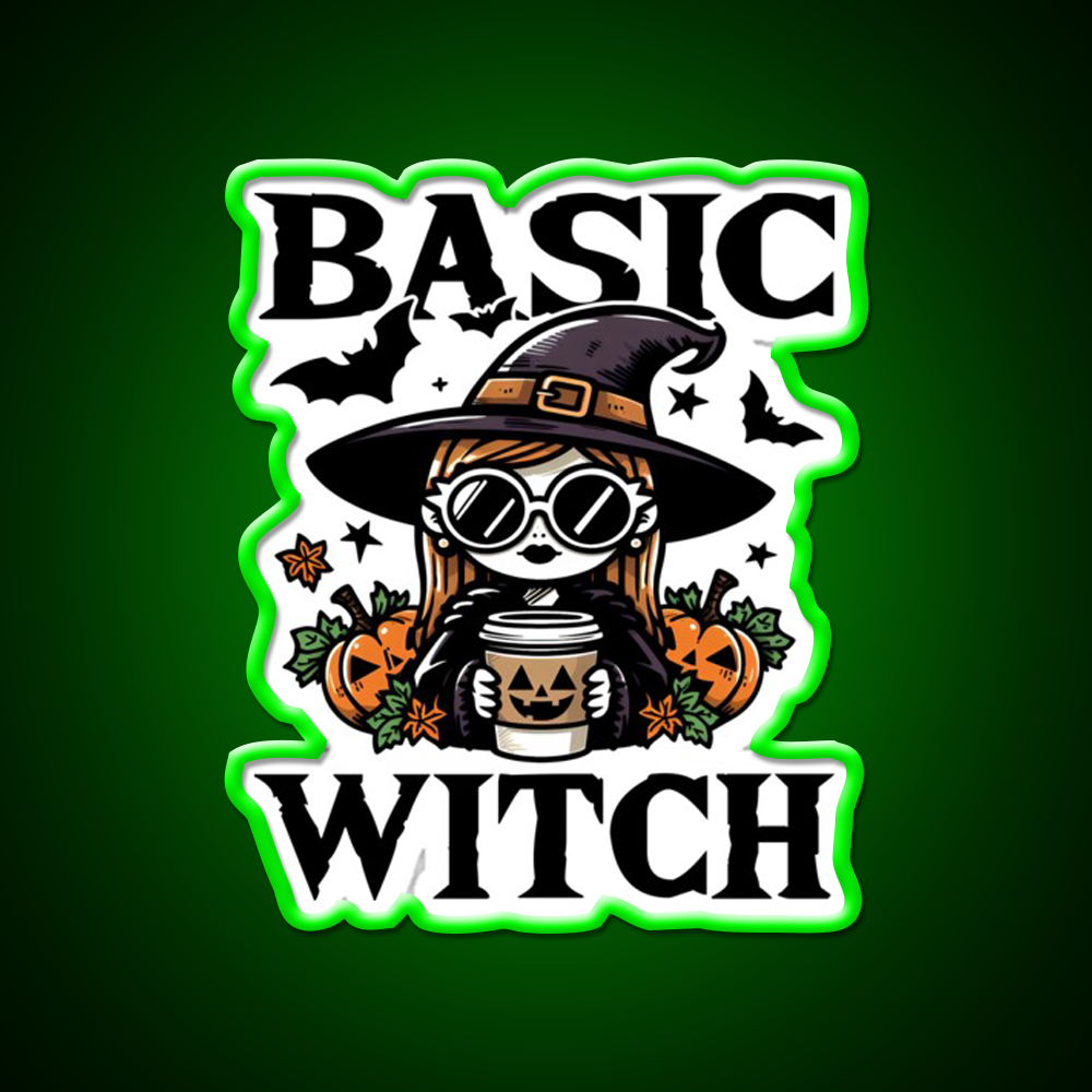 Basic Witch Halloween Gift Cafe Led Neon Sign Espresso Bar Art Rgb Color