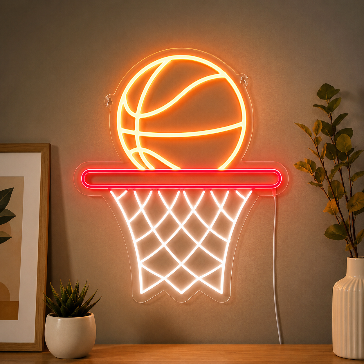 Basketball Goal Fan Wall Decor LED Neon Sign main product image