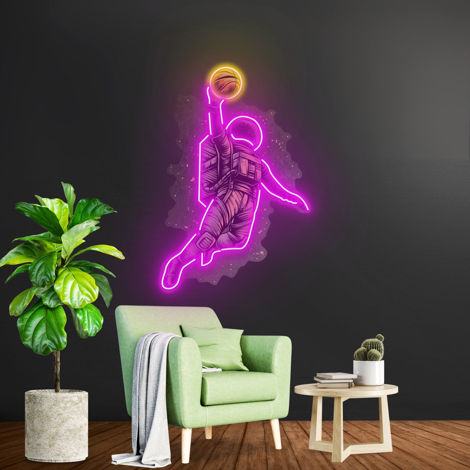 Basketball Shot Astronaut Custom Led Signs Artwork For Sale - Shineneon