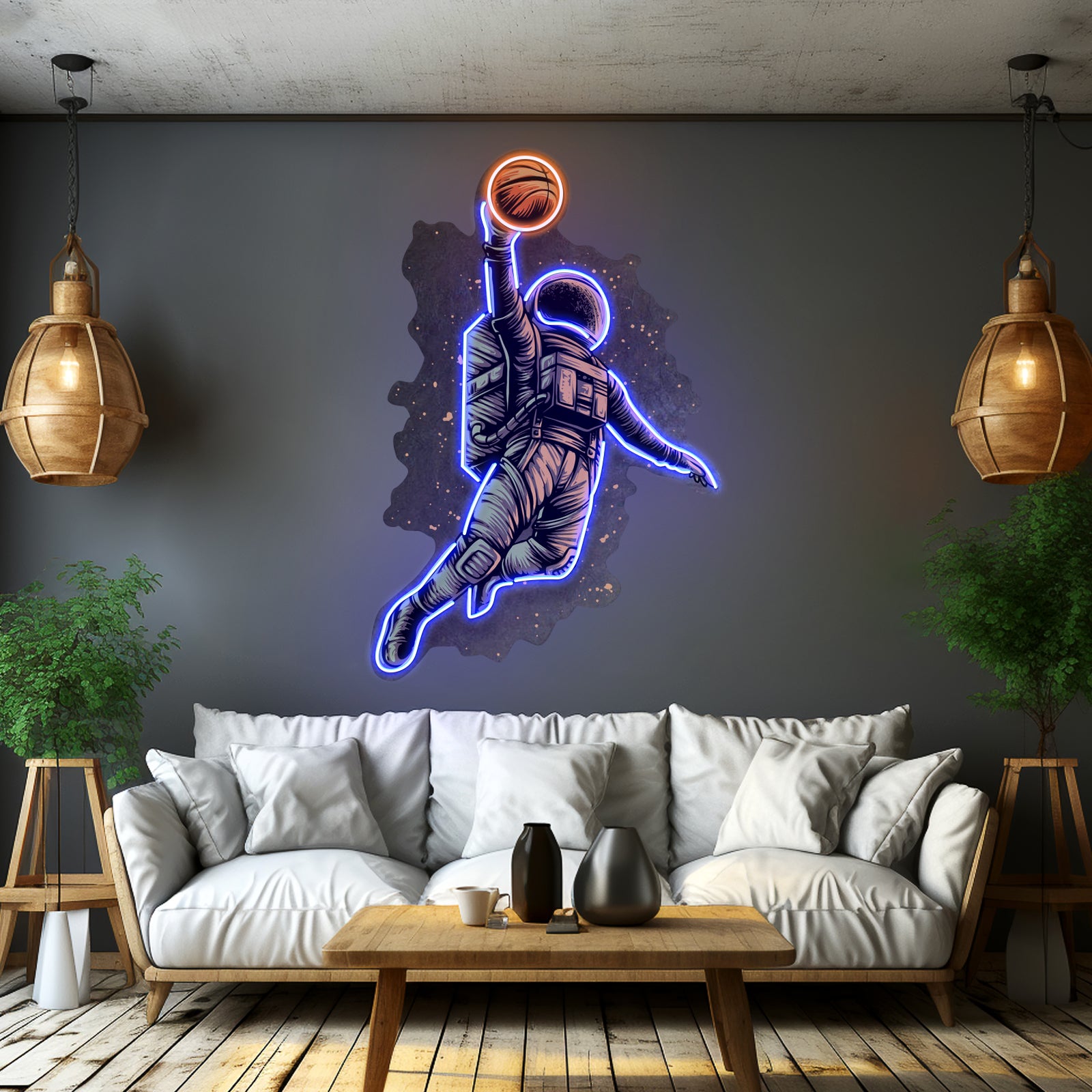 Basketball Shot Astronaut Custom Led Signs Artwork For Sale