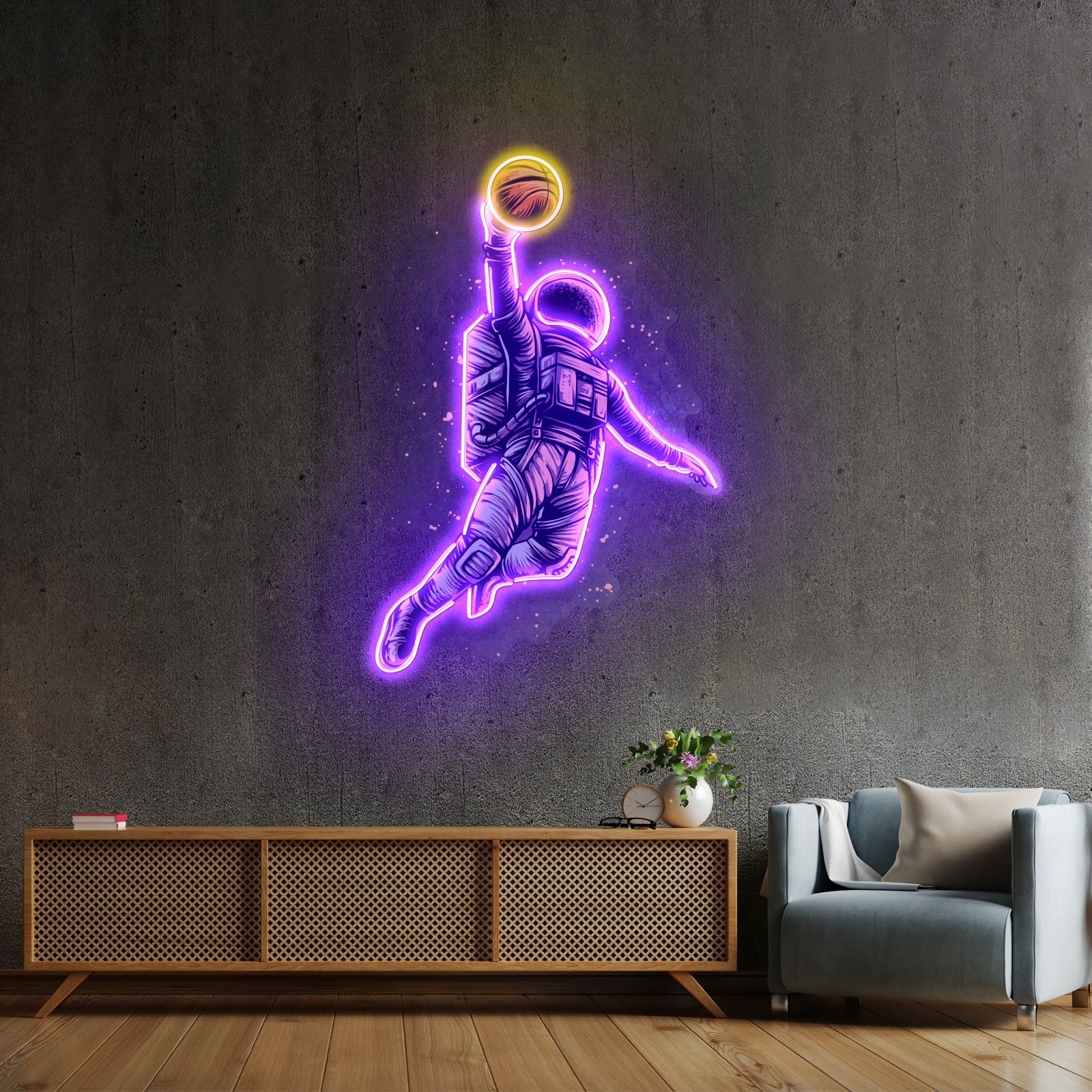 Basketball Shot Astronaut Custom Led Signs Artwork For Sale