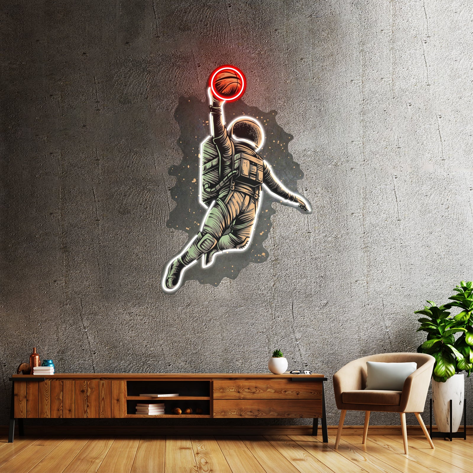 Basketball Shot Astronaut Custom Led Signs Artwork For Sale