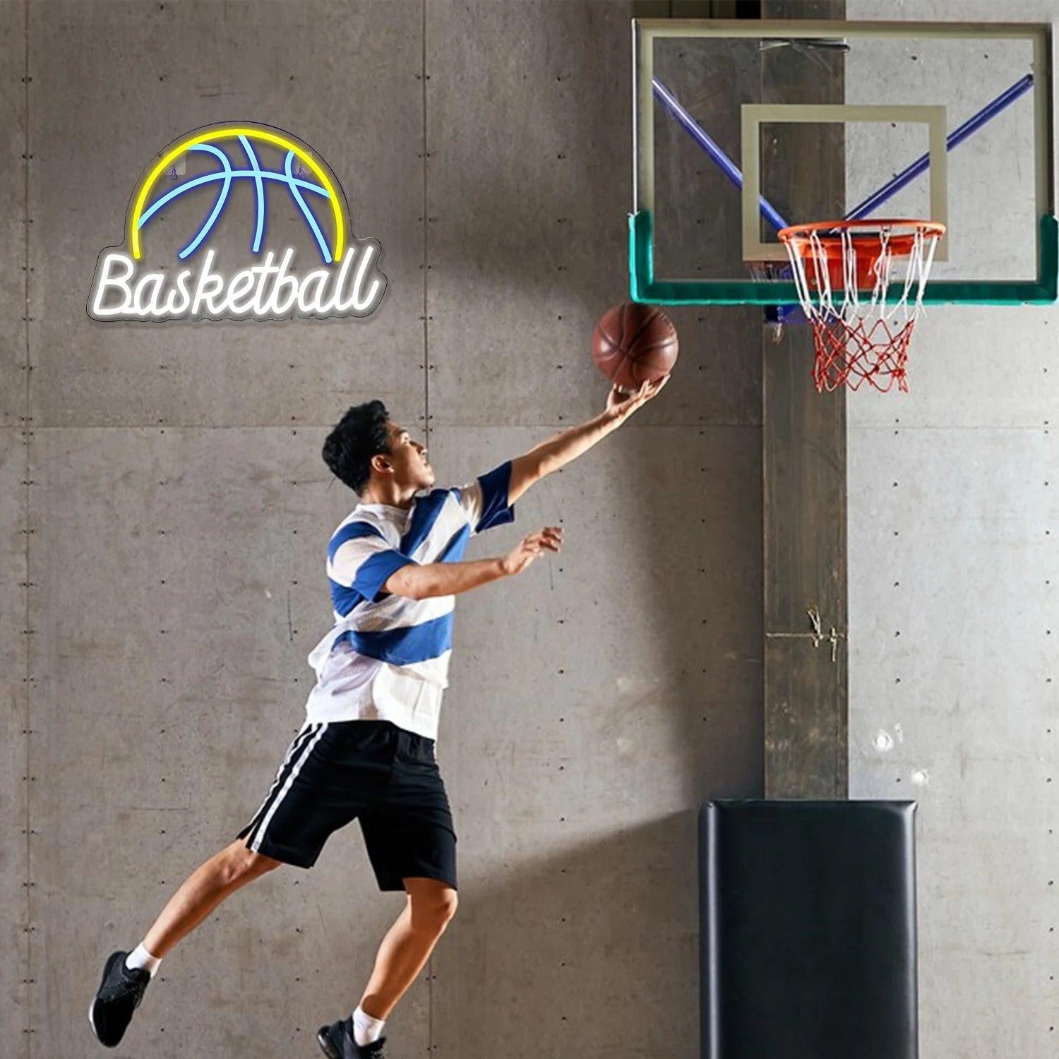 Basketball Yellow Blue White Led Neon Sign For Indoor Sports Room Decor | Shineneon