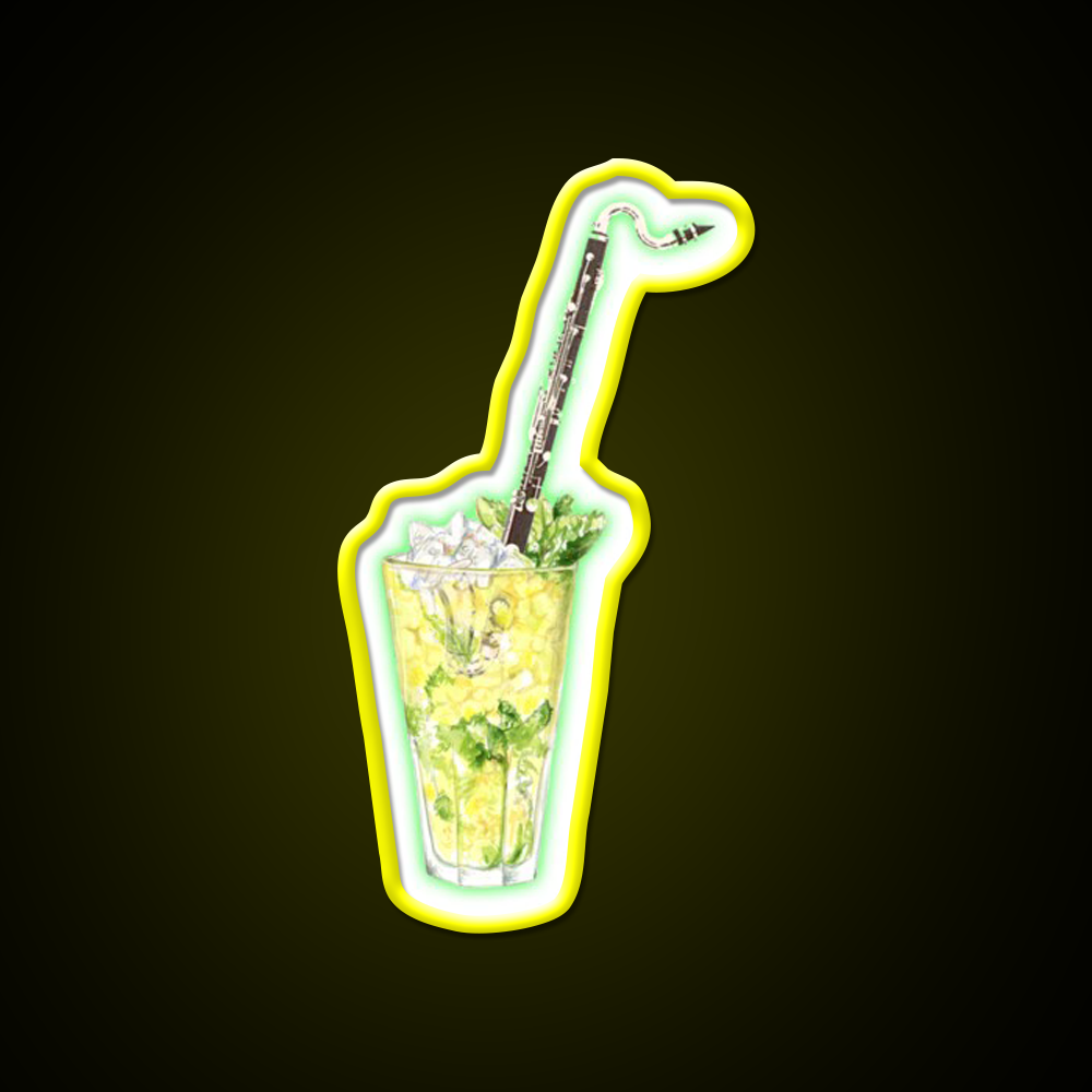 Bass Clarinet Musical Mint Lime Cocktail Bar Decor Led Neon Sign Rgb Color - LED neon sign view 7