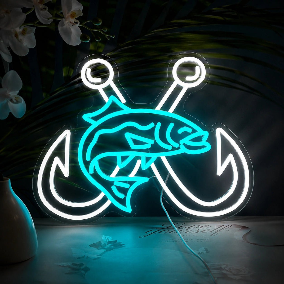 Bass Crossed Fish Hooks LED Neon Sign - Shineneon