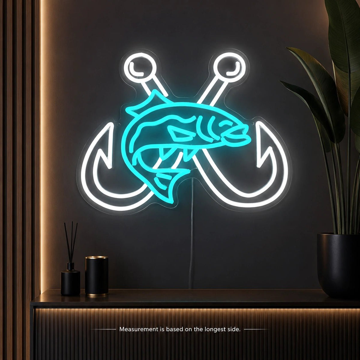 Bass Crossed Fish Hooks LED Neon Sign - Shineneon