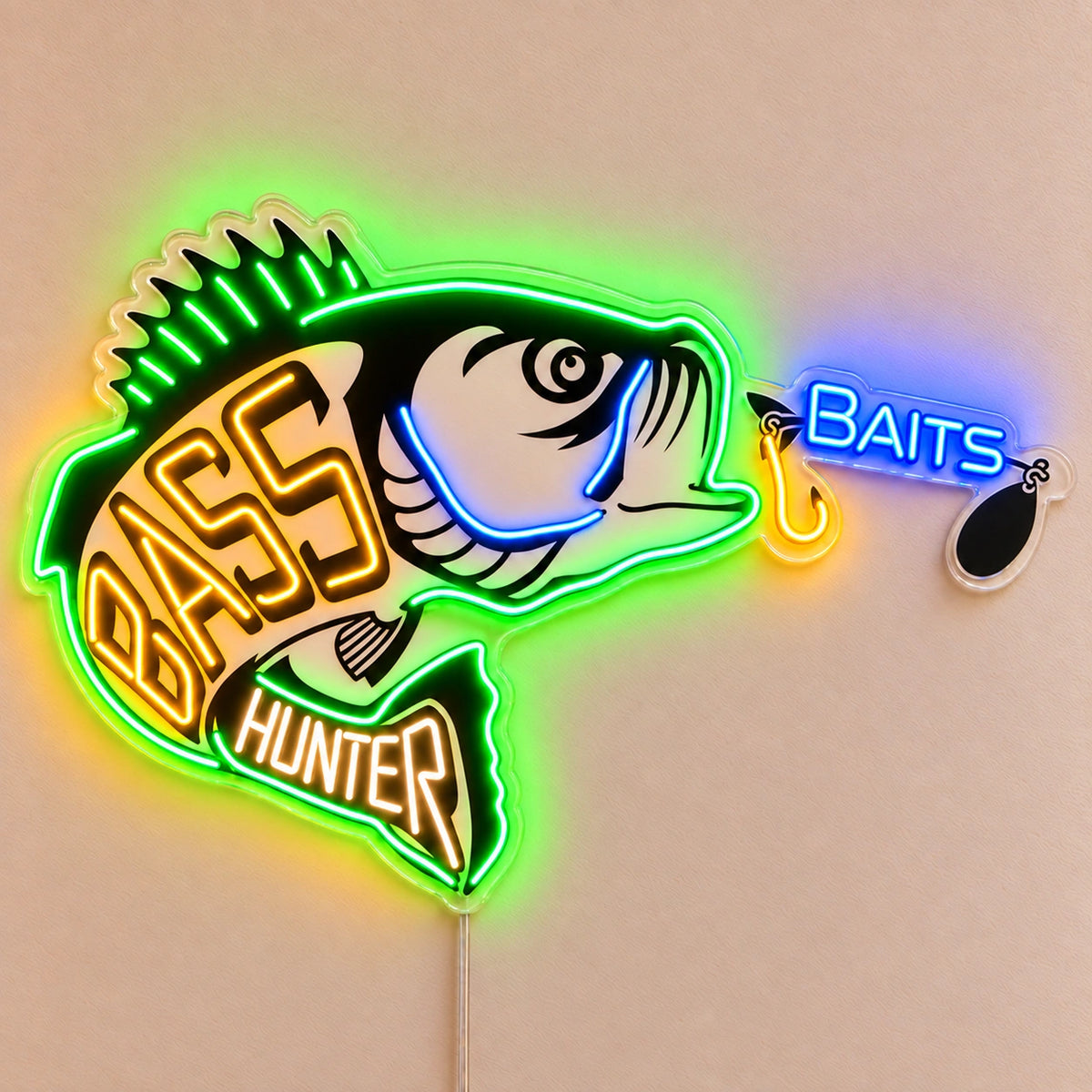 Bass Hunter Custom LED Neon Sign | b1dda437e223b37cb5f740be800ef858fc460c6e9912a07c5f214f860f61b576 | natural_light