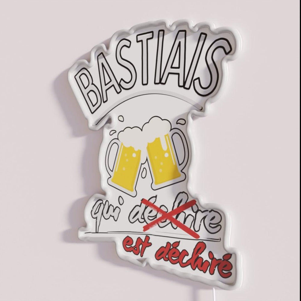Bastia Beer Lover Mensgift Rgb Led Neon Sign - Neon sign mounted on wall in room