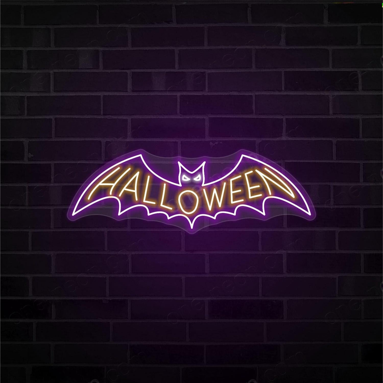 Bat Halloween Purple-Yellow Led Neon Sign For Party Home Decor | Shineneon