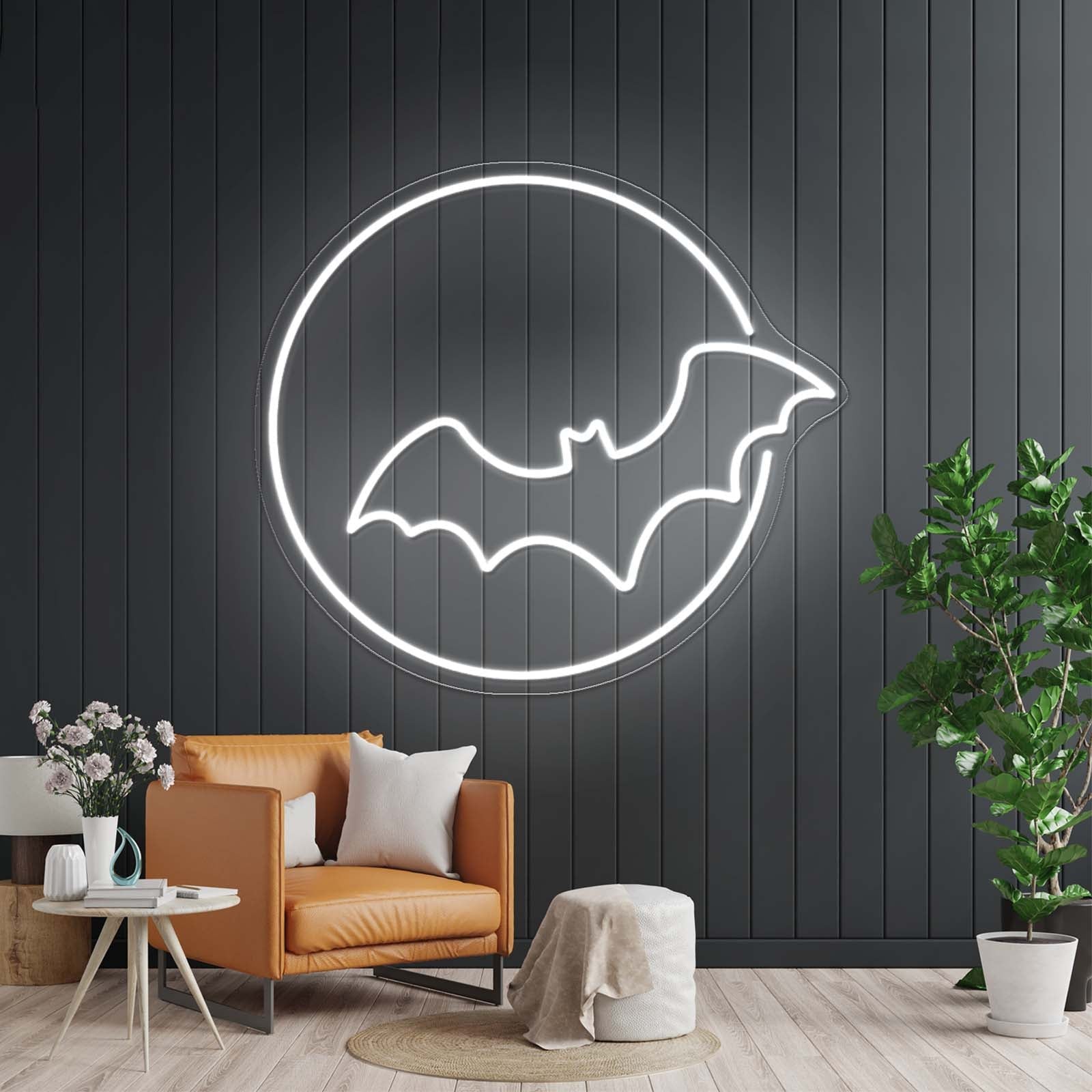 Bat With Moon Neon Sign Halloween Led Neon Sign - Shineneon