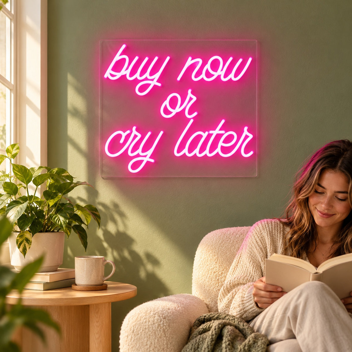 Buy Now Or Cry Later LED Neon Sign - lifestyle view