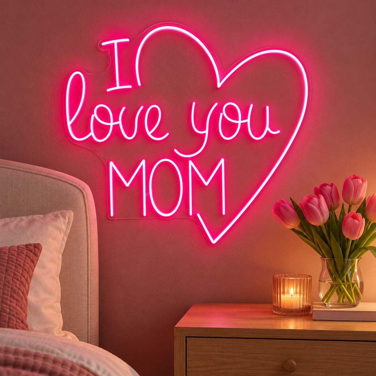 I Love You Mom LED Neon Sign - advertising view