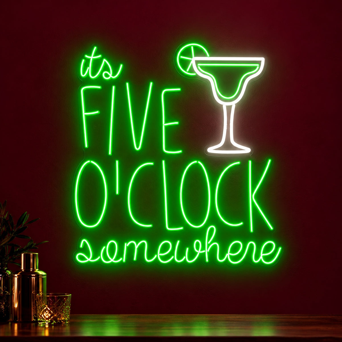 It's Five O'Clock Somewhere LED Neon Sign - product hero