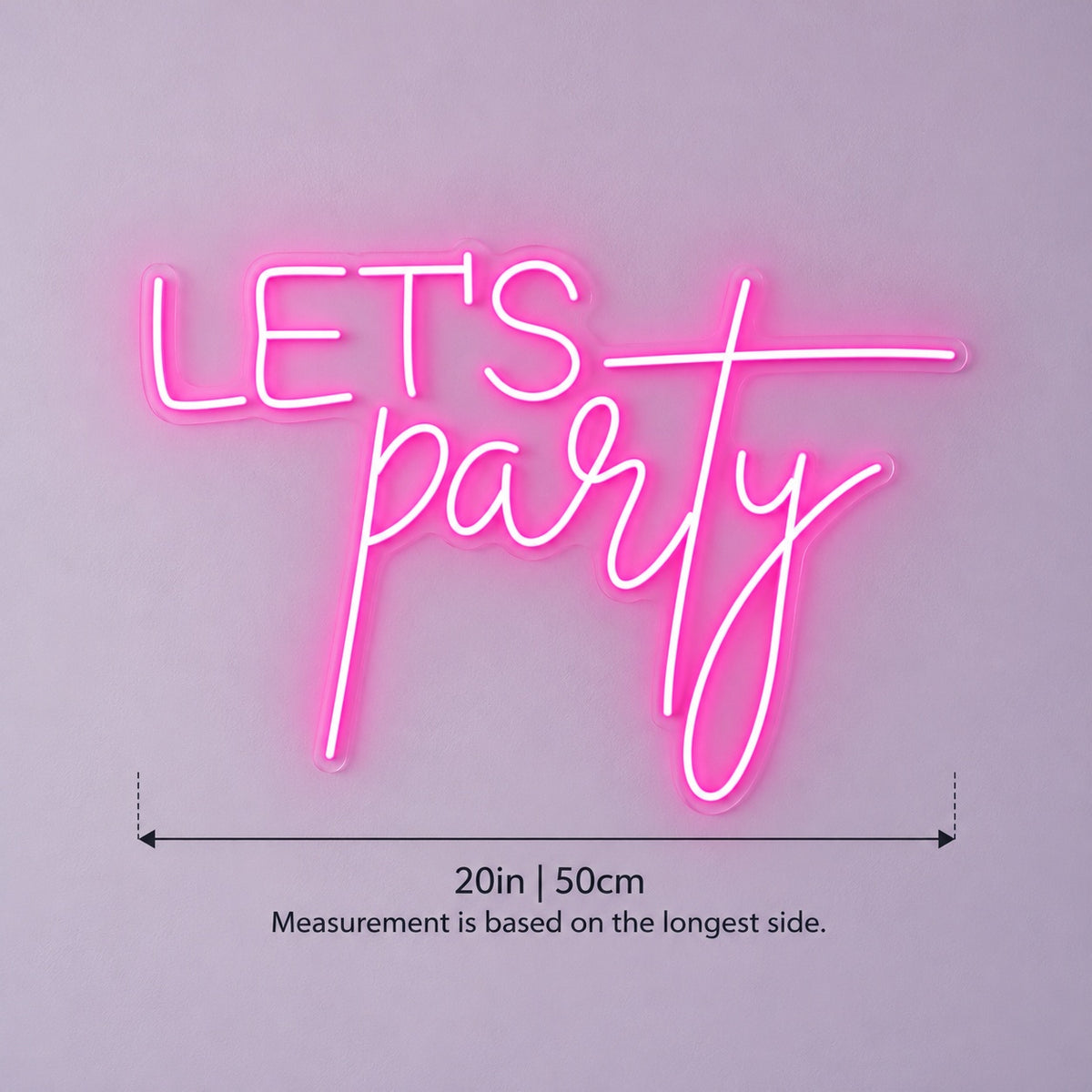 Let's Party LED Neon Sign - size guide