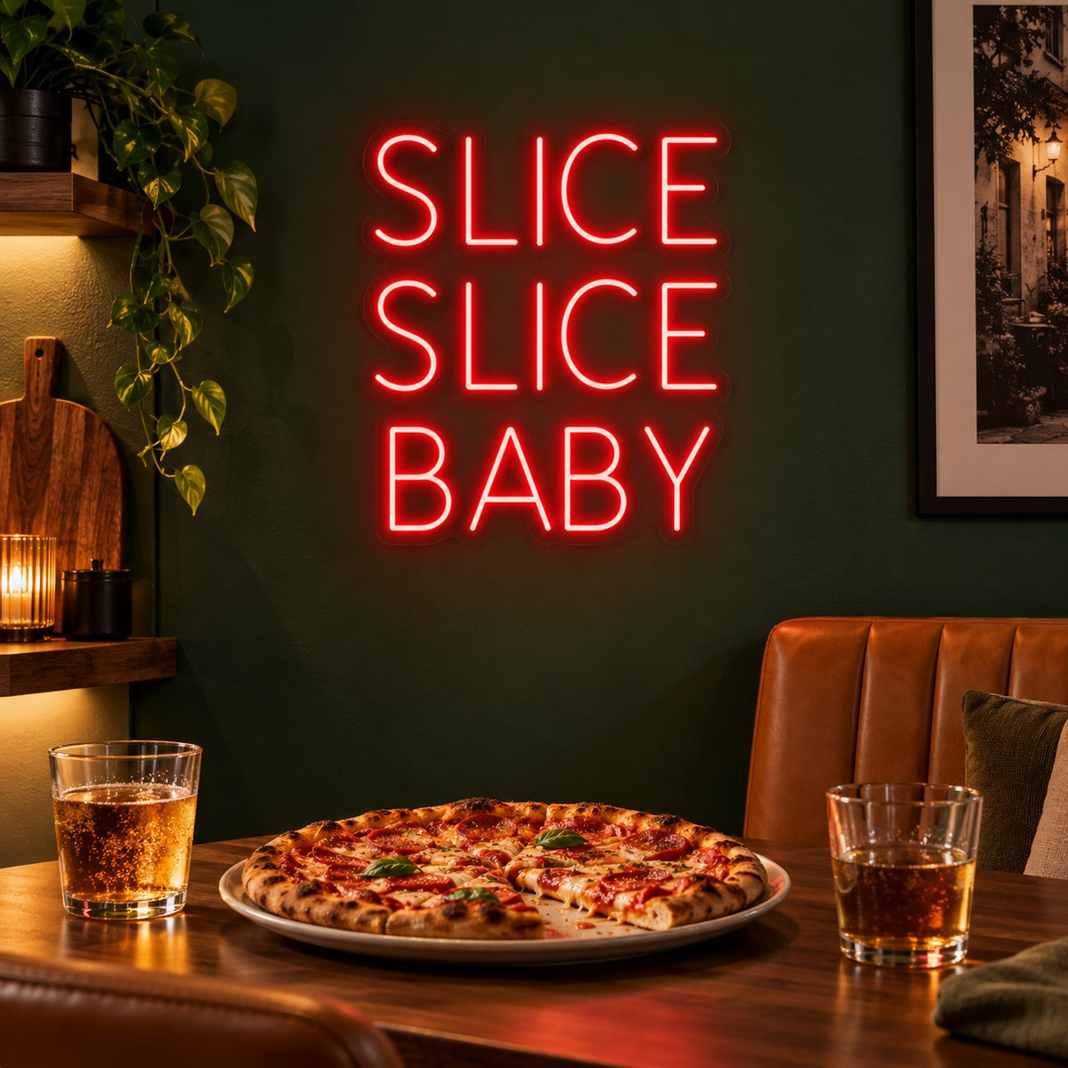 Slice Slice Baby LED Neon Sign - advertising view