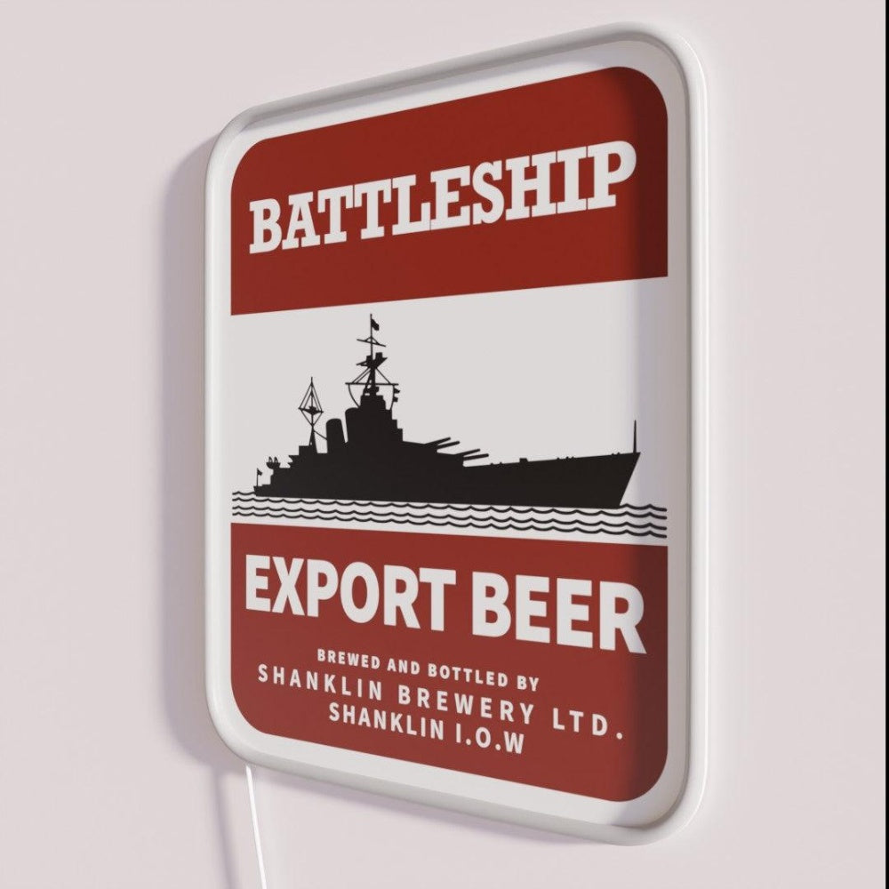 Battleship Export Beer Rgb Led Neon Sign - Neon sign mounted on wall in room