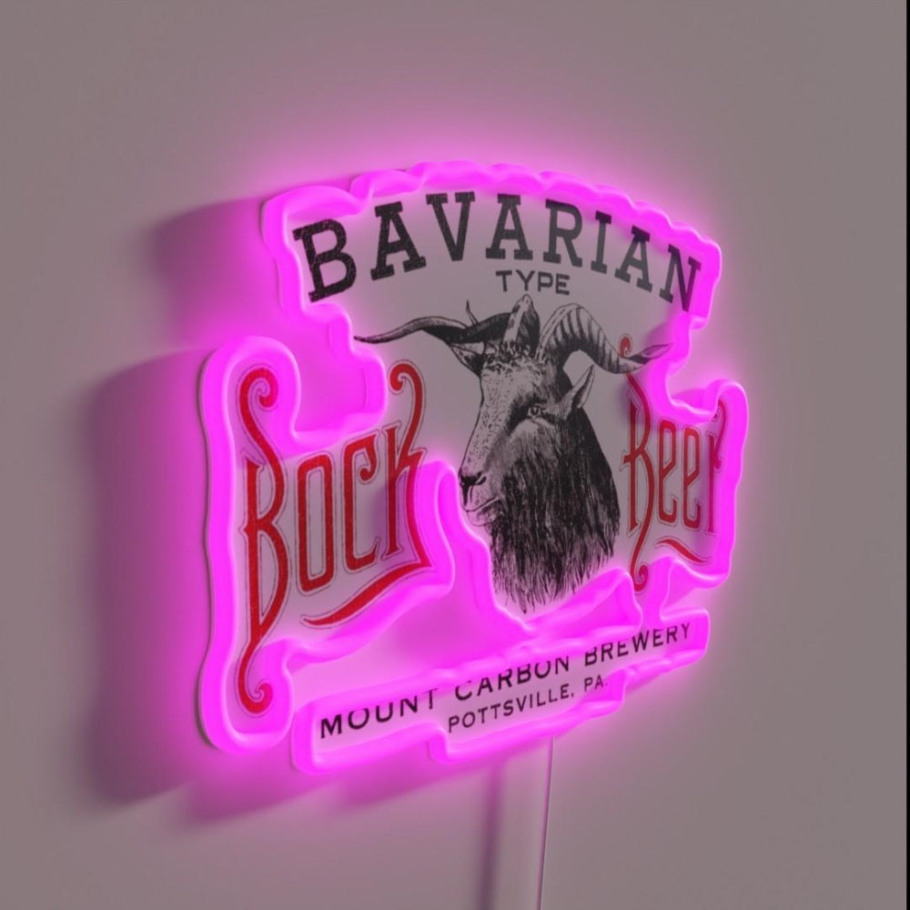 Bavarian Bock Beer Retro Defunct Breweriana Rgb Led Neon Sign - LED neon sign close-up detail