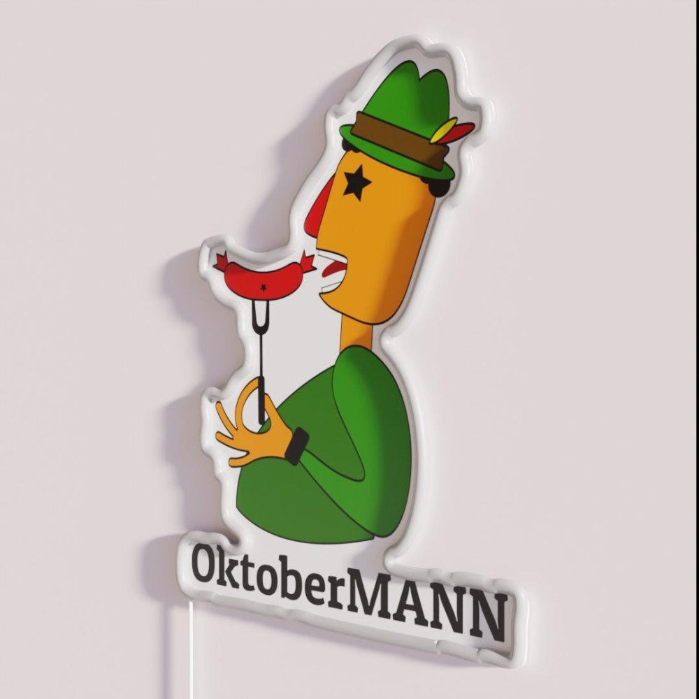 Bavarian Oktoberfest Man Rgb Led Neon Sign - Neon sign mounted on wall in room