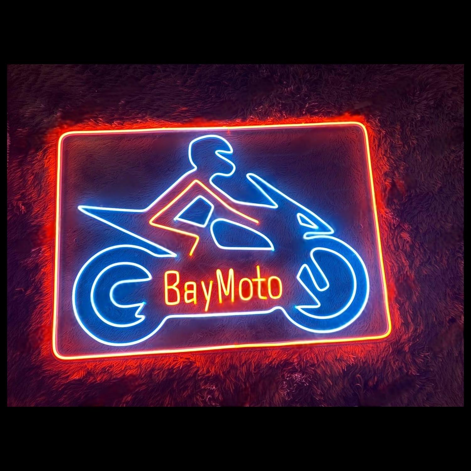 Baymoto Red Blue Orange Led Neon Sign For Motorcycle Shop Decor | Shineneon