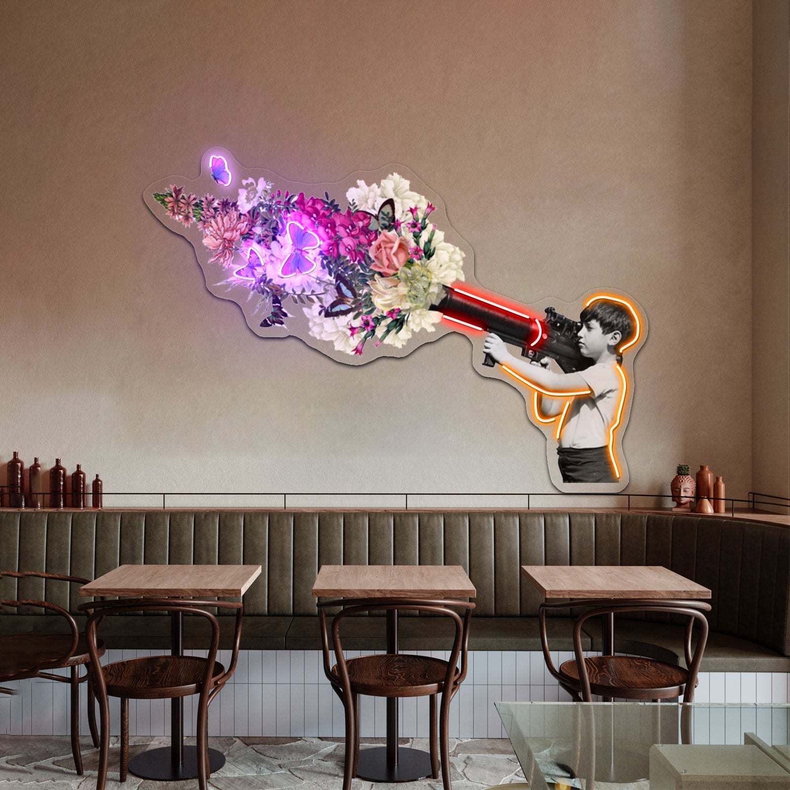 Bazooka Bouquet Street Art Graffiti Banksy Fan Artwork Led Neon Sign - Shineneon