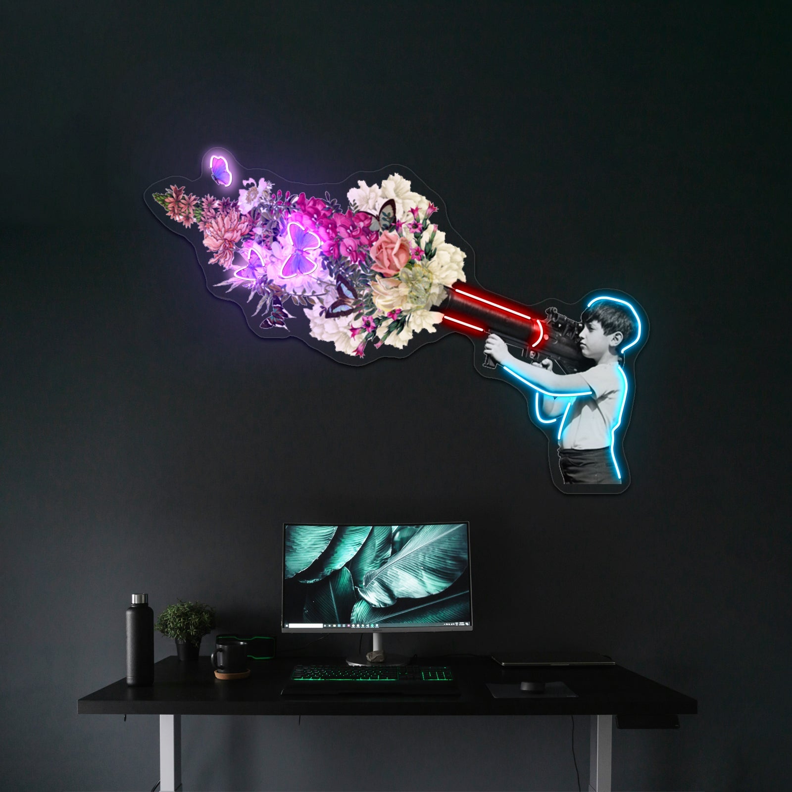 Bazooka Bouquet Street Art Graffiti Banksy Fan Artwork Led Neon Sign - Shineneon