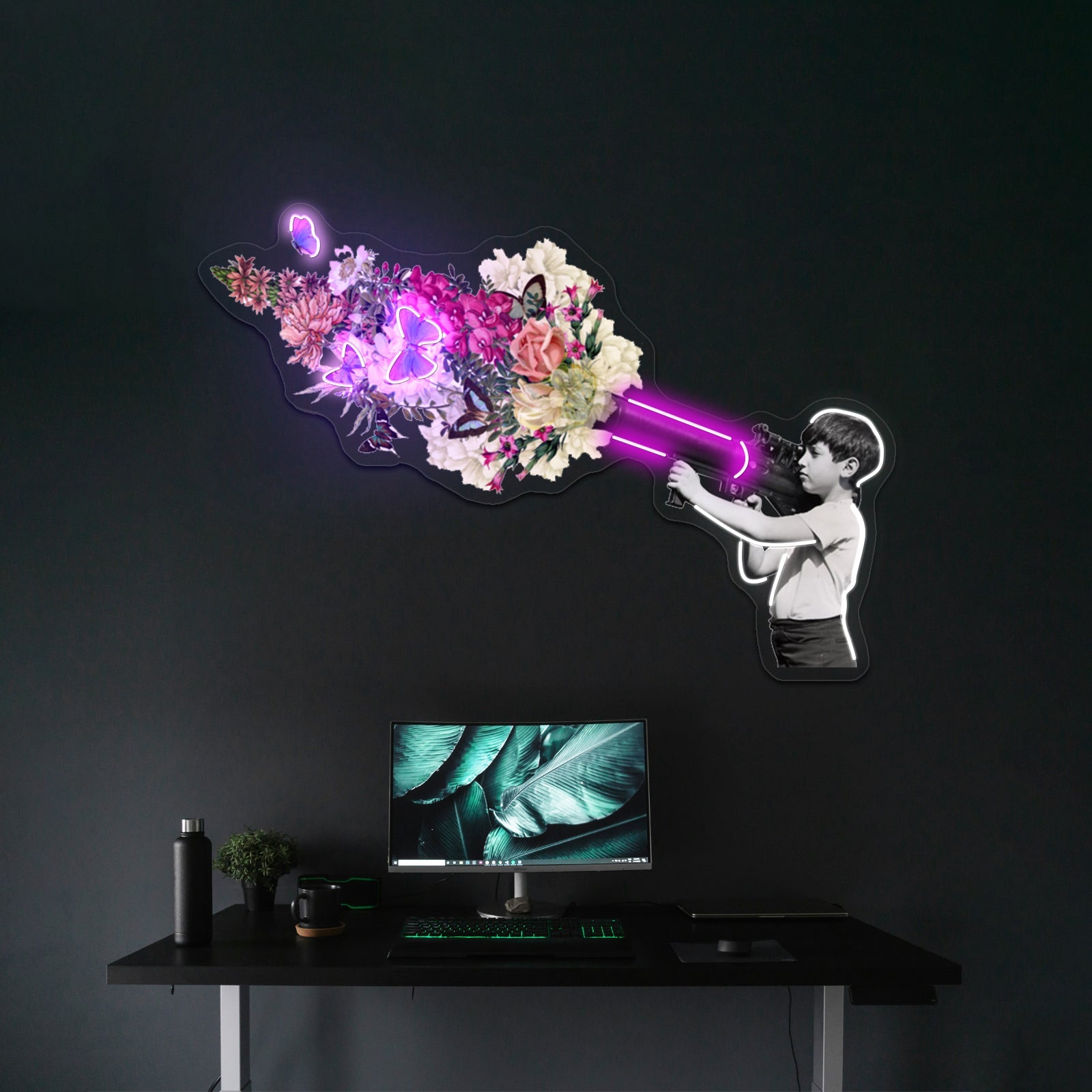 Bazooka Bouquet Street Art Graffiti Banksy Fan Artwork Led Neon Sign - Shineneon