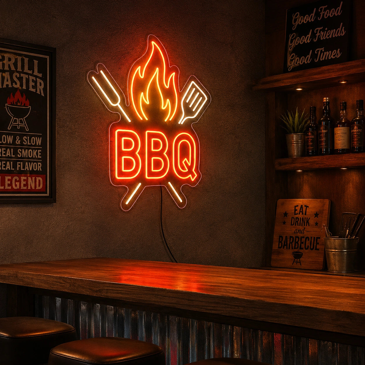 BBQ Fire Tools Neon Sign LED Neon Sign real lifestyle scene