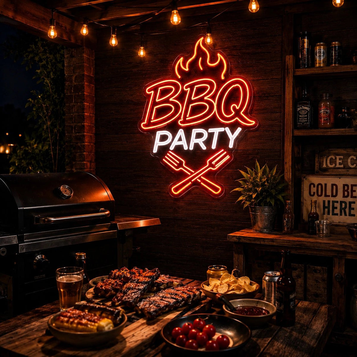 BBQ Party Fork And Spatula LED Neon Sign - Shineneon