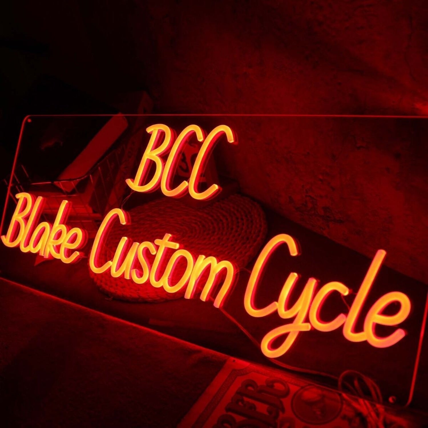Bcc Blake Custom Cycle Orange Led Neon Sign - Shineneon