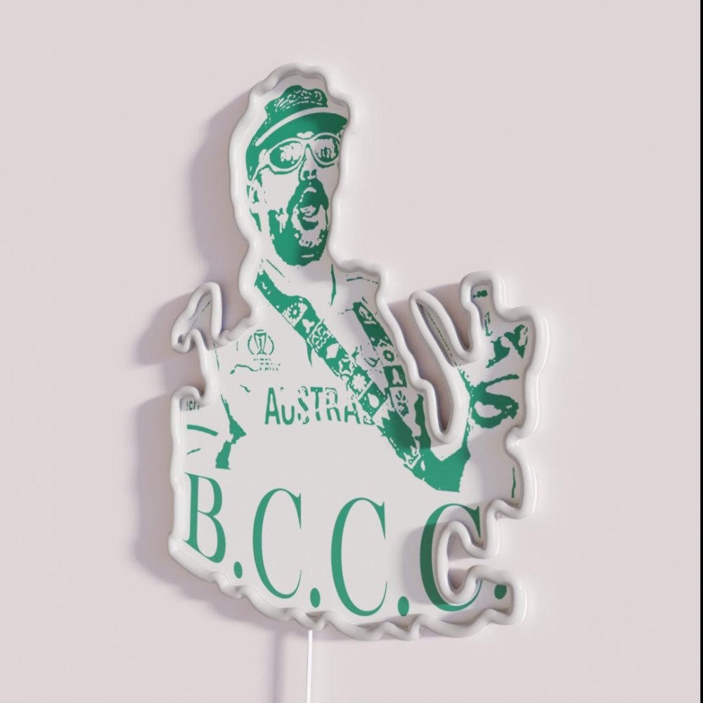 Bccc The Trav Green Rgb Led Neon Sign - Neon sign mounted on wall in room