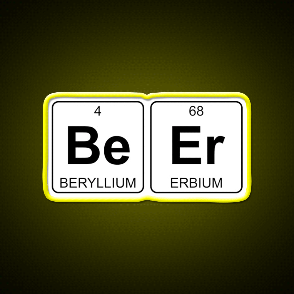 Be Er Beer Periodic Table Chemistry Beer Bar Decor Led Neon Sign Rgb Color - Custom LED neon sign front view