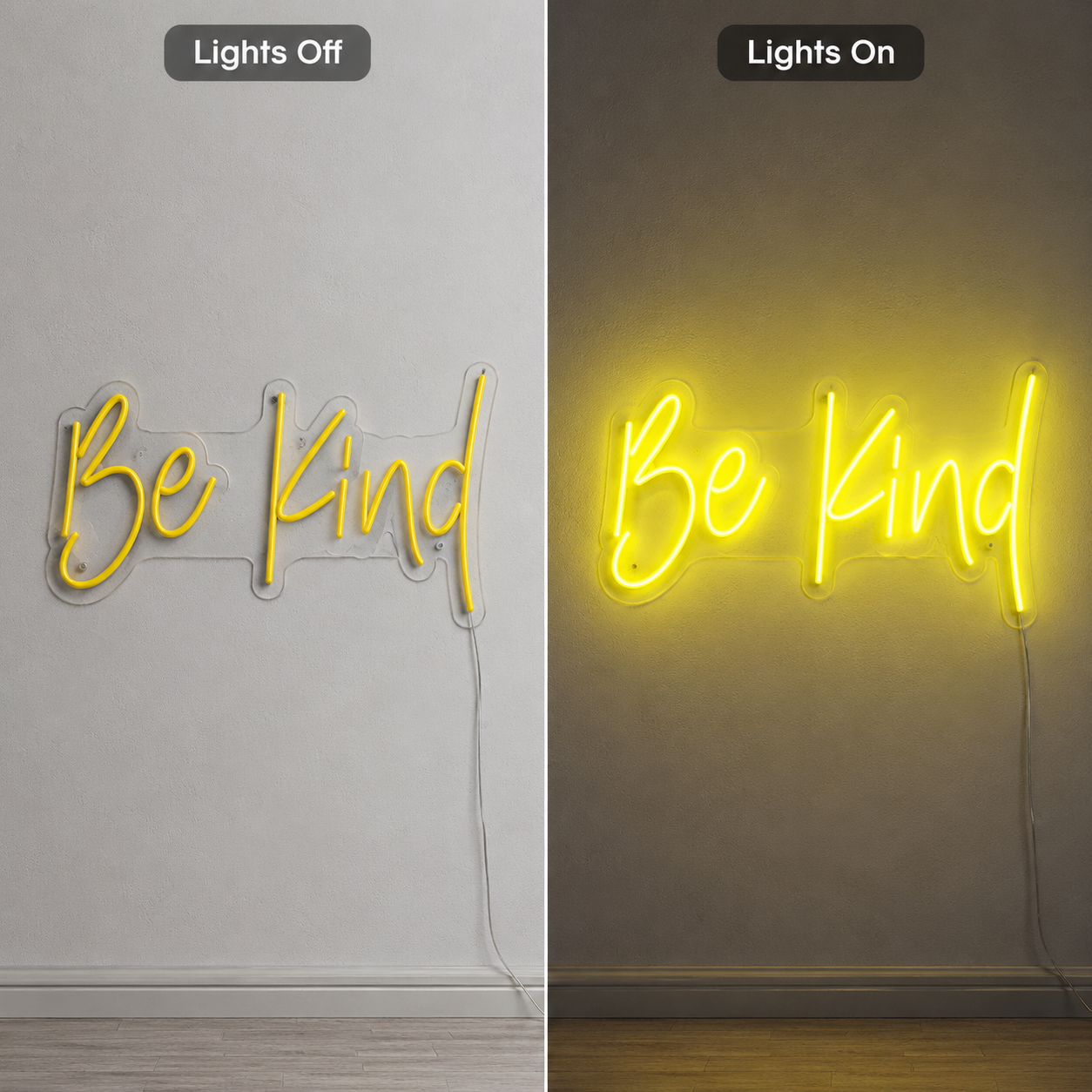 Be Kind LED Neon Sign Bedroom Decor Wall Neon Sign - 06 Day Night Comparison