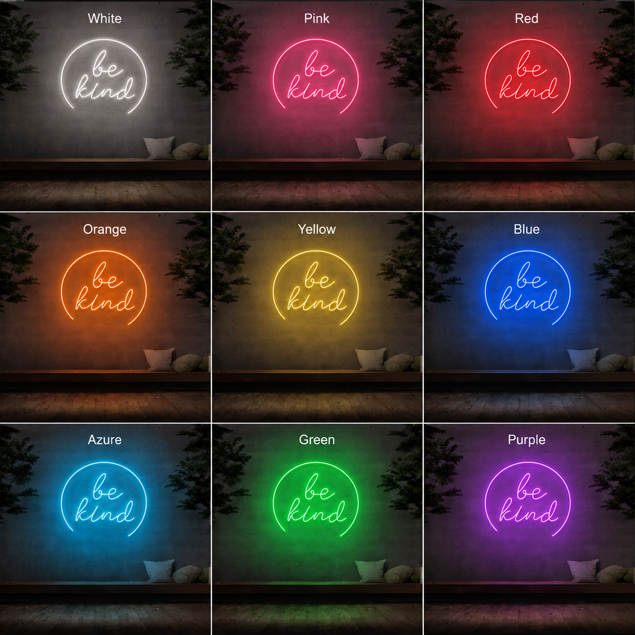 Be Kind LED Neon Sign Home Decor - 05 Color Grid
