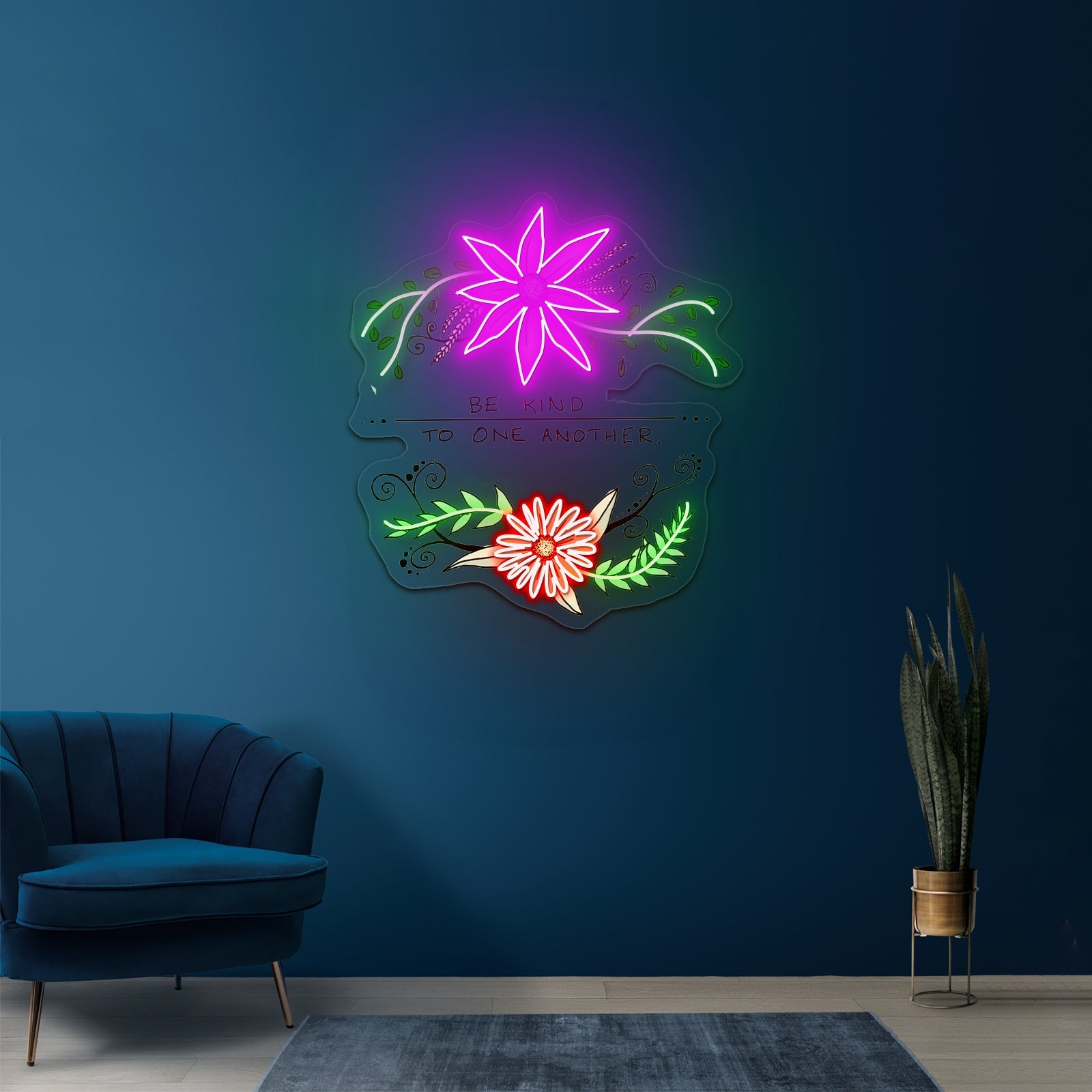 Be Kind To One Another Floral Faith Neon Signs For Bar Neon Signs - Shineneon