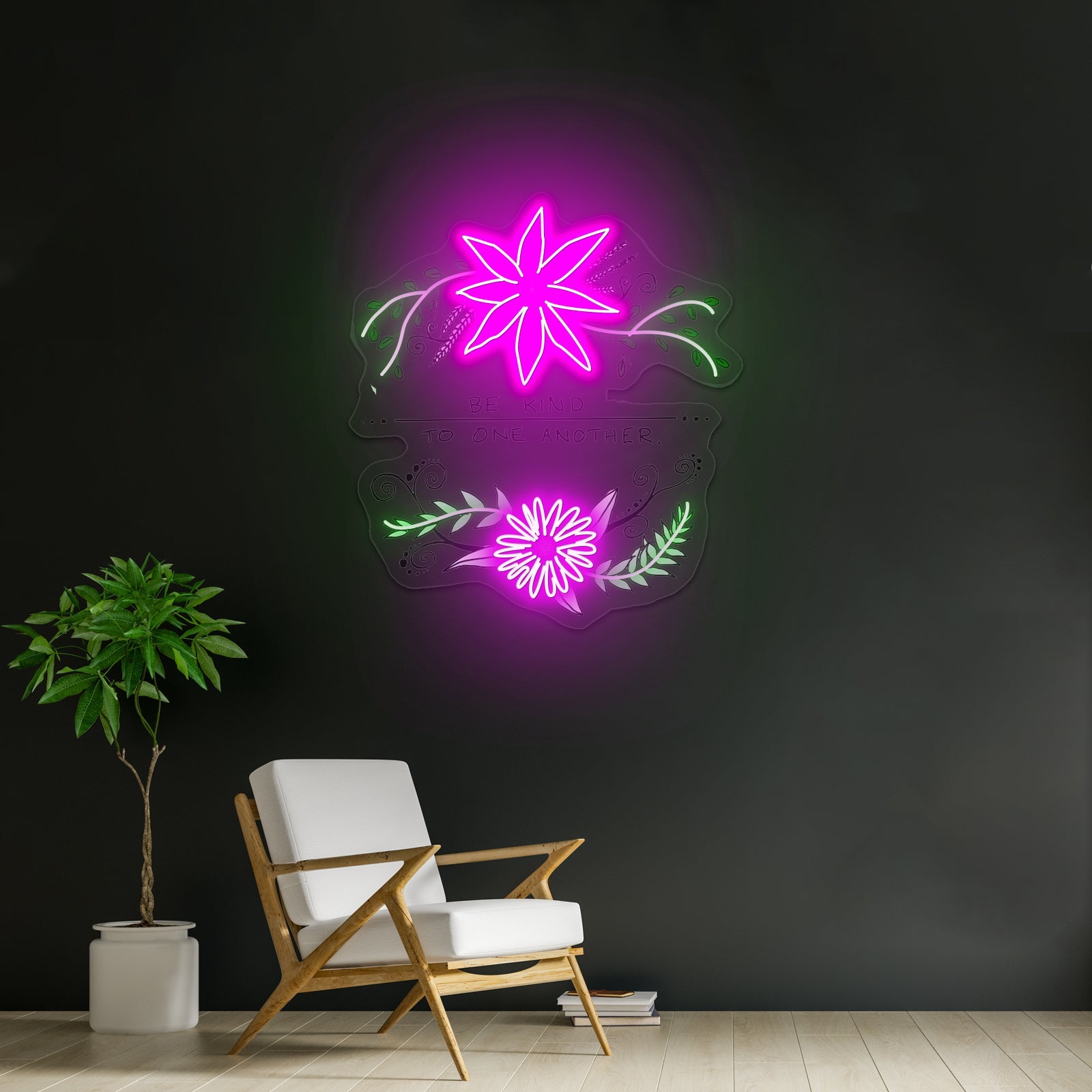 Be Kind To One Another Floral Faith Neon Signs For Bar Neon Signs - Shineneon
