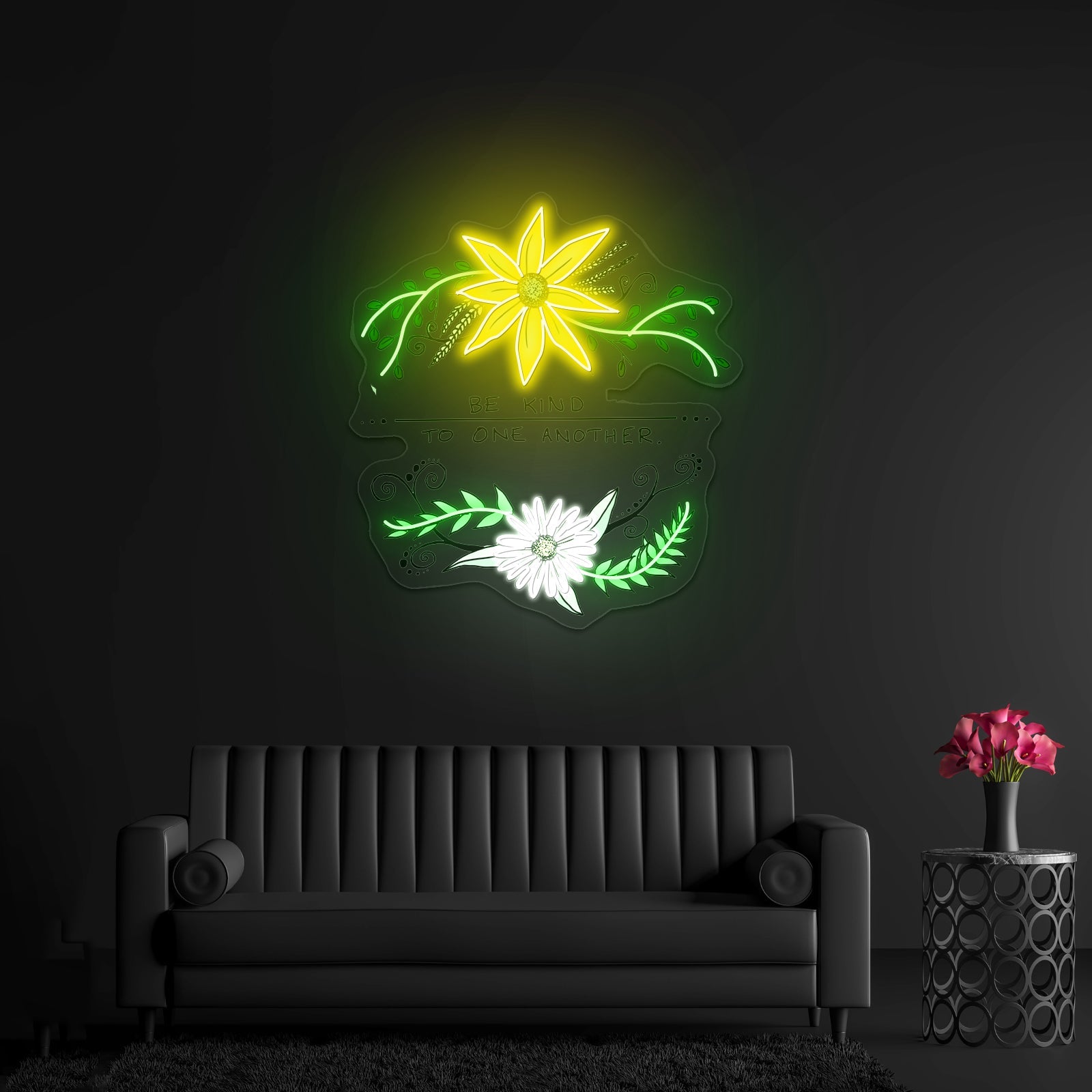 Be Kind To One Another Floral Faith Neon Signs For Bar Neon Signs - Shineneon