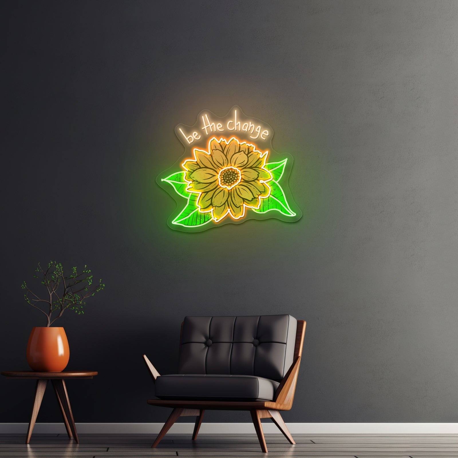 Be The Change Sunflower Neon Signs Wall Decor - Shineneon