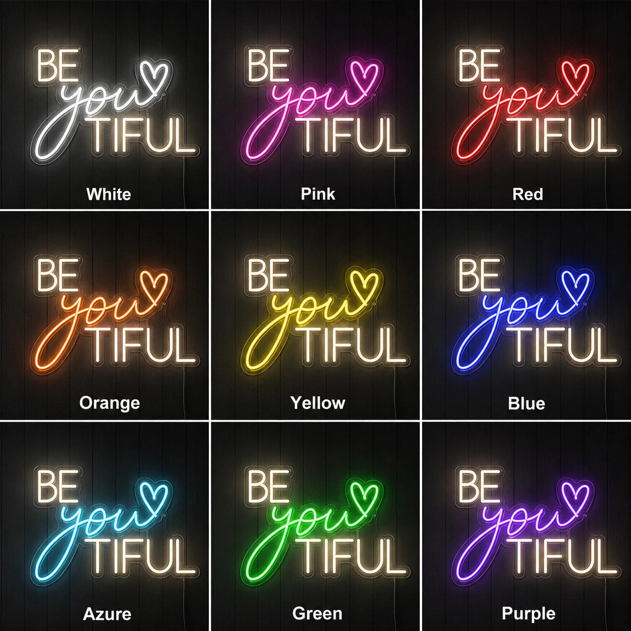 Be You Tiful LED Neon Sign Home Decor - 05 Color Grid