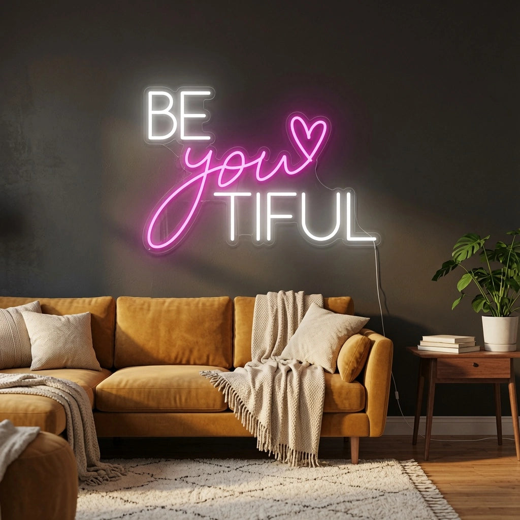 Be You Tiful LED Neon Sign Home Wall Art - 03 Real Lifestyle Scene